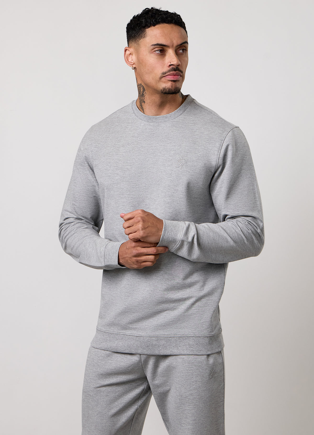 Gym King Victory Lightweight Loopback Crew - Grey Marl