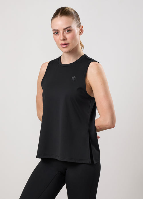 Gym King Victory Performance Split Hem Tank - Black