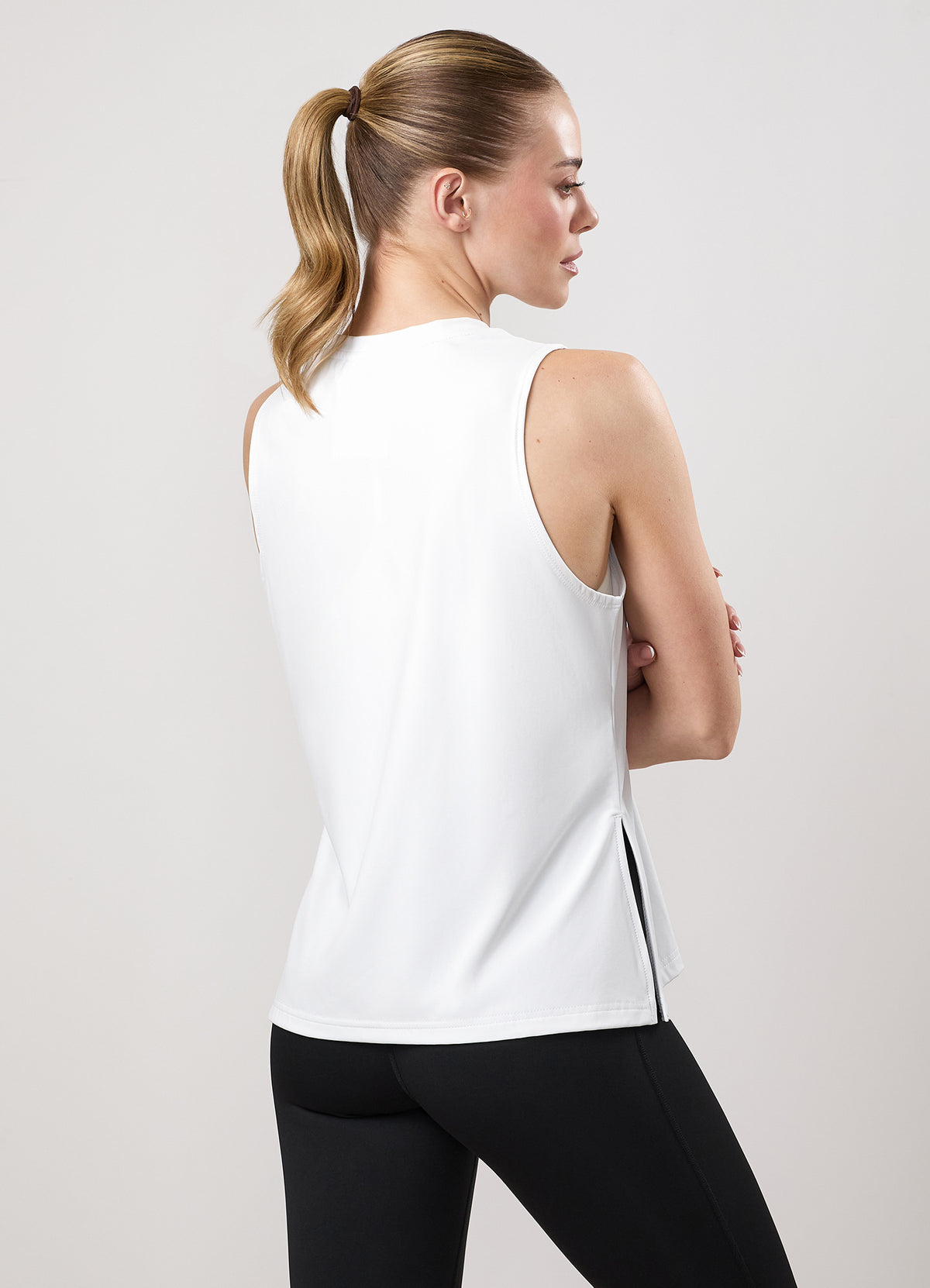 Gym King Victory Performance Split Hem Tank - White