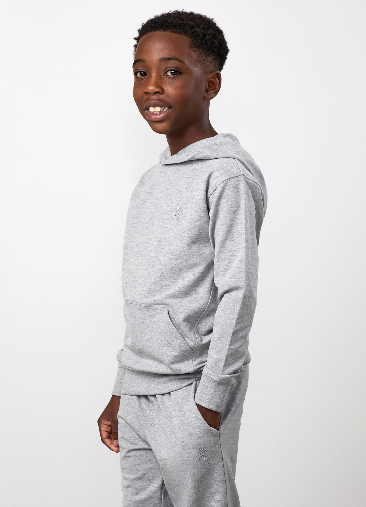Gym King Older Kids Victory Loopback Hoodie - Grey Marl