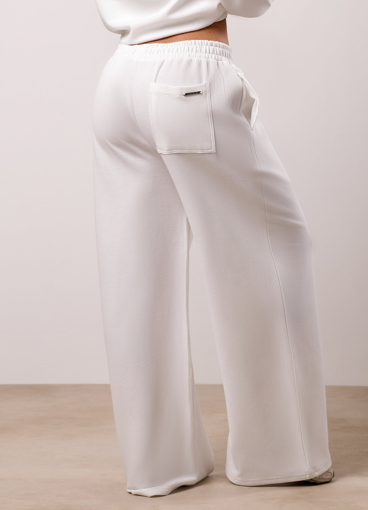 Gym King Waffle Mid Rise Trouser - White