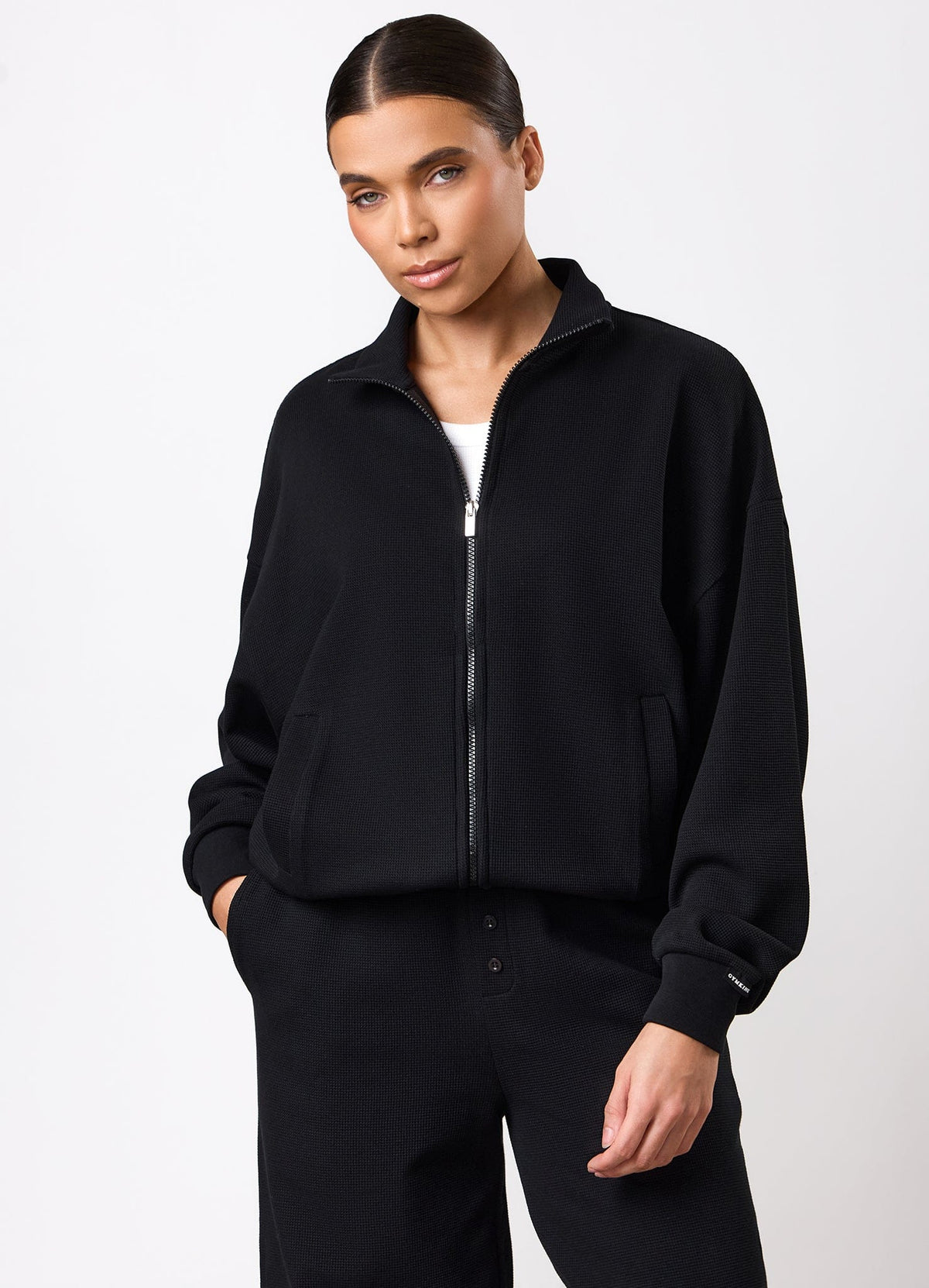 Gym King Waffle Full Zip Funnel - Black