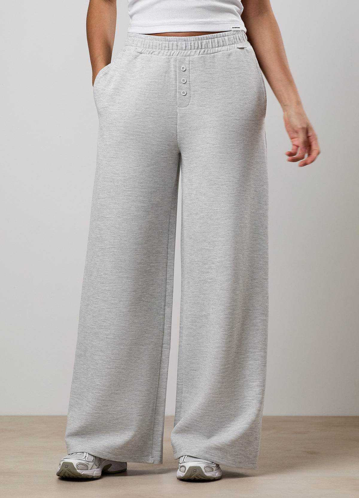 Gym King Waffle Mid Rise Trouser - Grey Marl