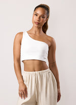 Gym King Asymmetrisch vest met ribbelpatroon - Crème (miniatuurafbeelding)