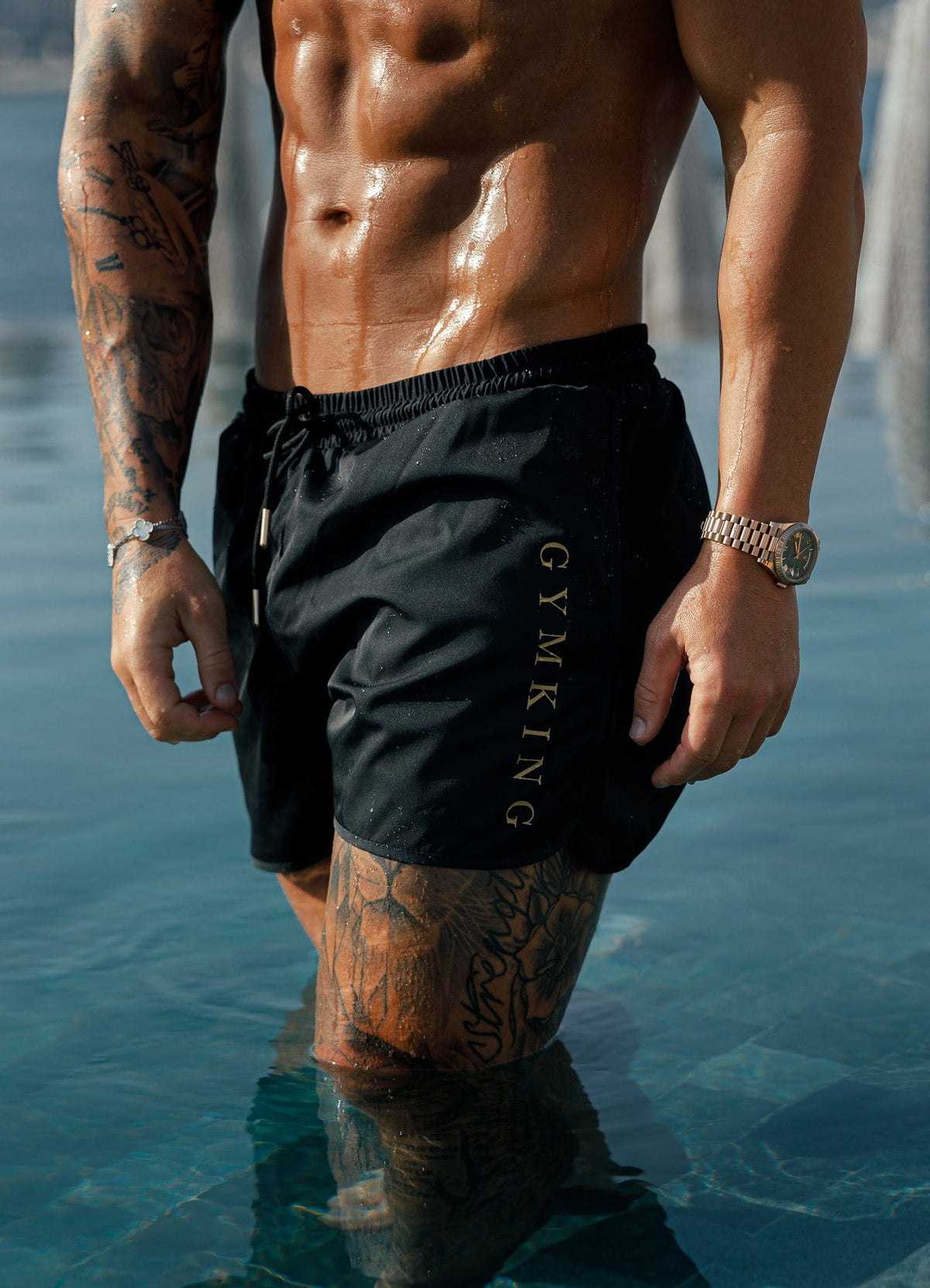 Gym King Blaze 3" Swimshort - Black/Gold