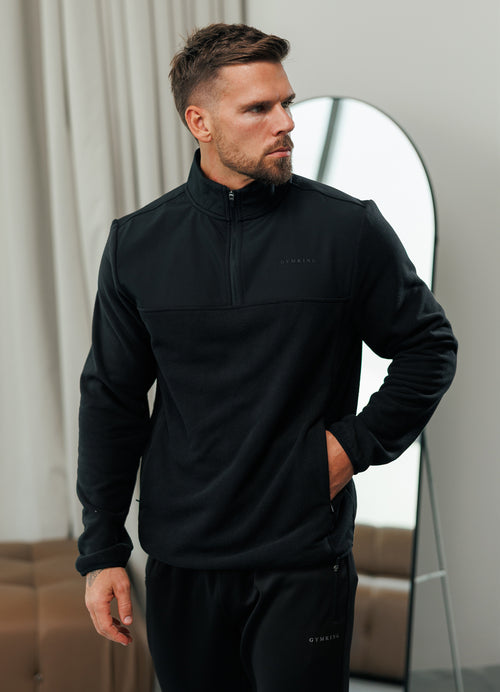 Gym King Lineair polar fleece met 1/4 rits - Zwart