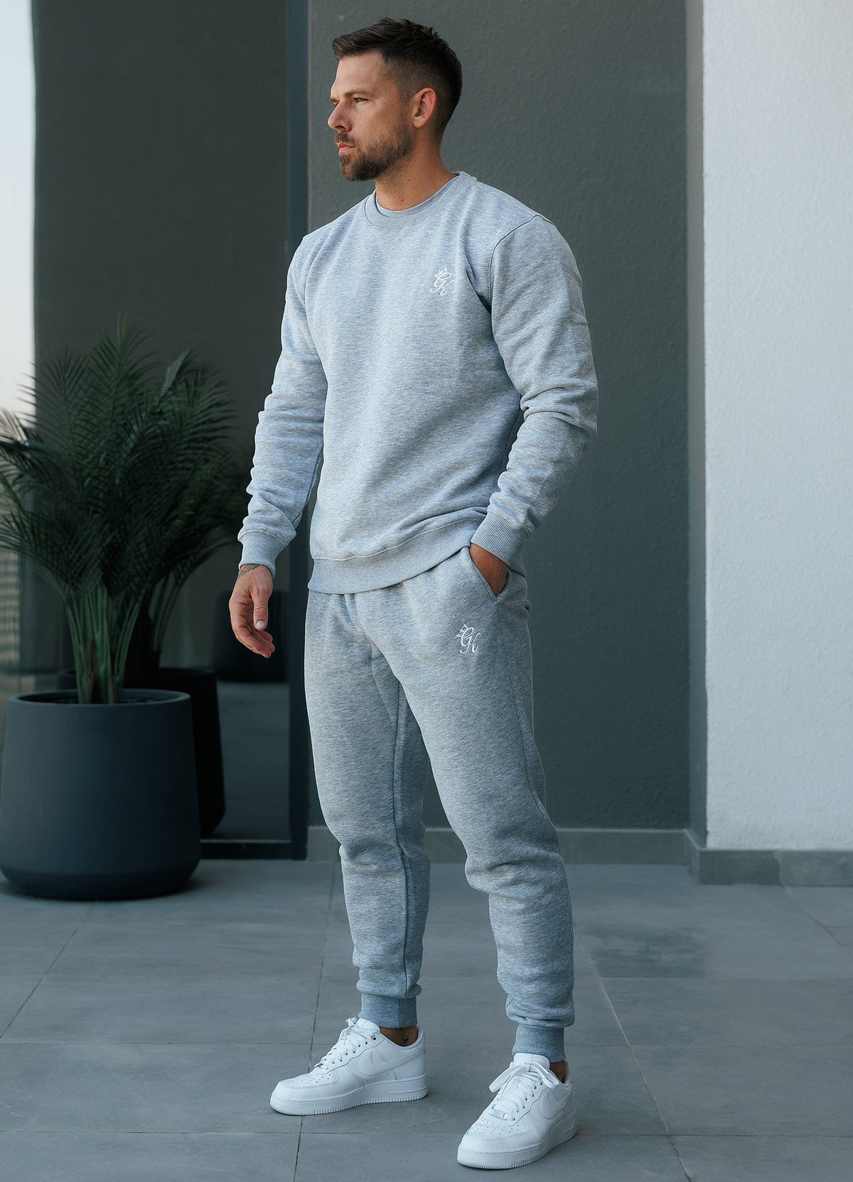 Gym King Fundamental Crew Tracksuit grey men’s sweatshirt and joggers