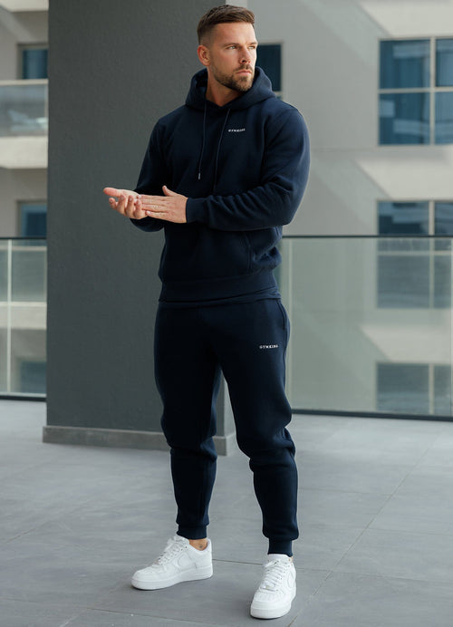 marineblauw fleece trainingspak voor heren