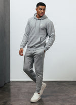 Men's grey everyday fleece joggers and hoodie tracksuit thumbnail