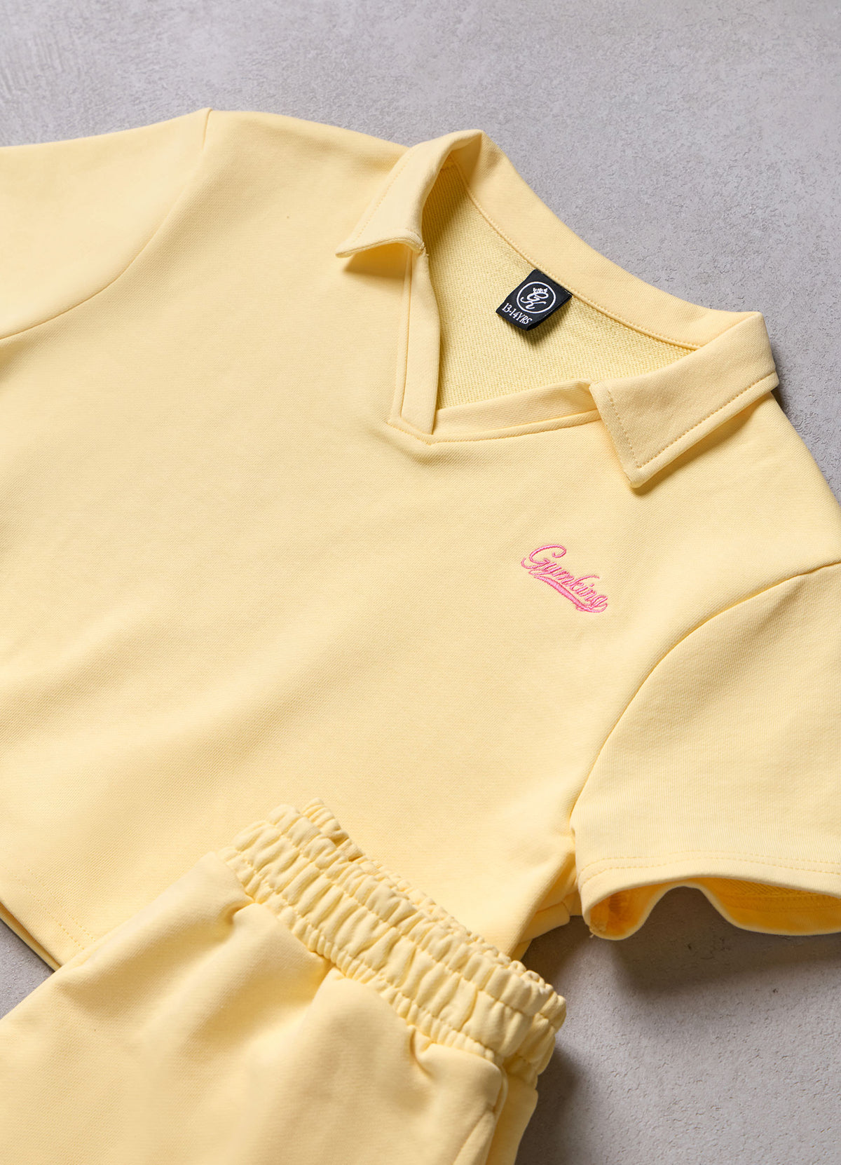 Gym King Younger Kids Haze Loopback Collar Top - Butter Yellow