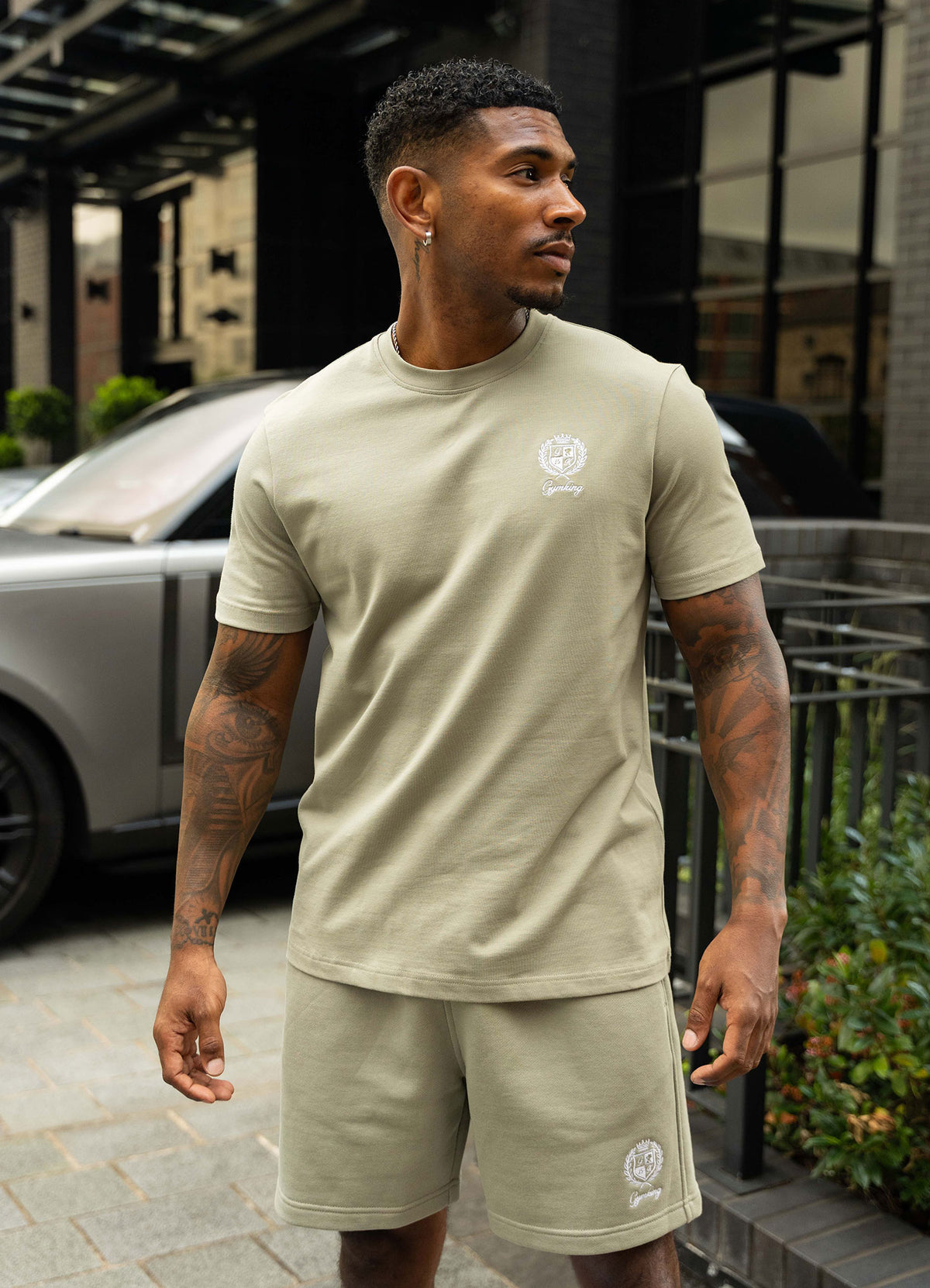 Gym King Heritage Crest Jersey T-Shirt - Soft Khaki