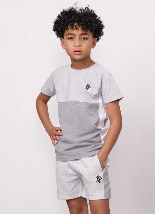 Gym King Older Kids Contrast Panel T-Shirt - Snow Marl/Grey Marl/White