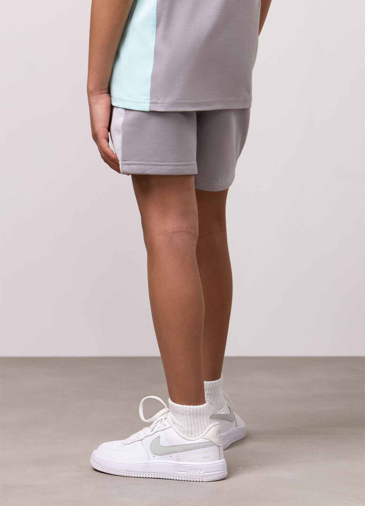 Gym King Older Kids Contrast Panel Short 6" - Urban Grey/Light Grey/Mint