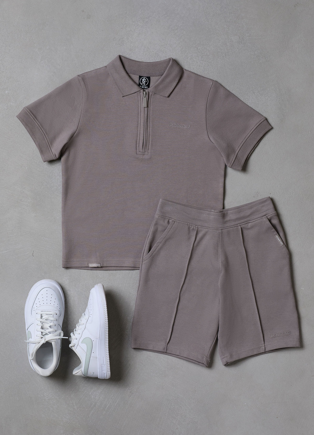 Gym King Younger Kids Portals Texture Short - Clay Grey