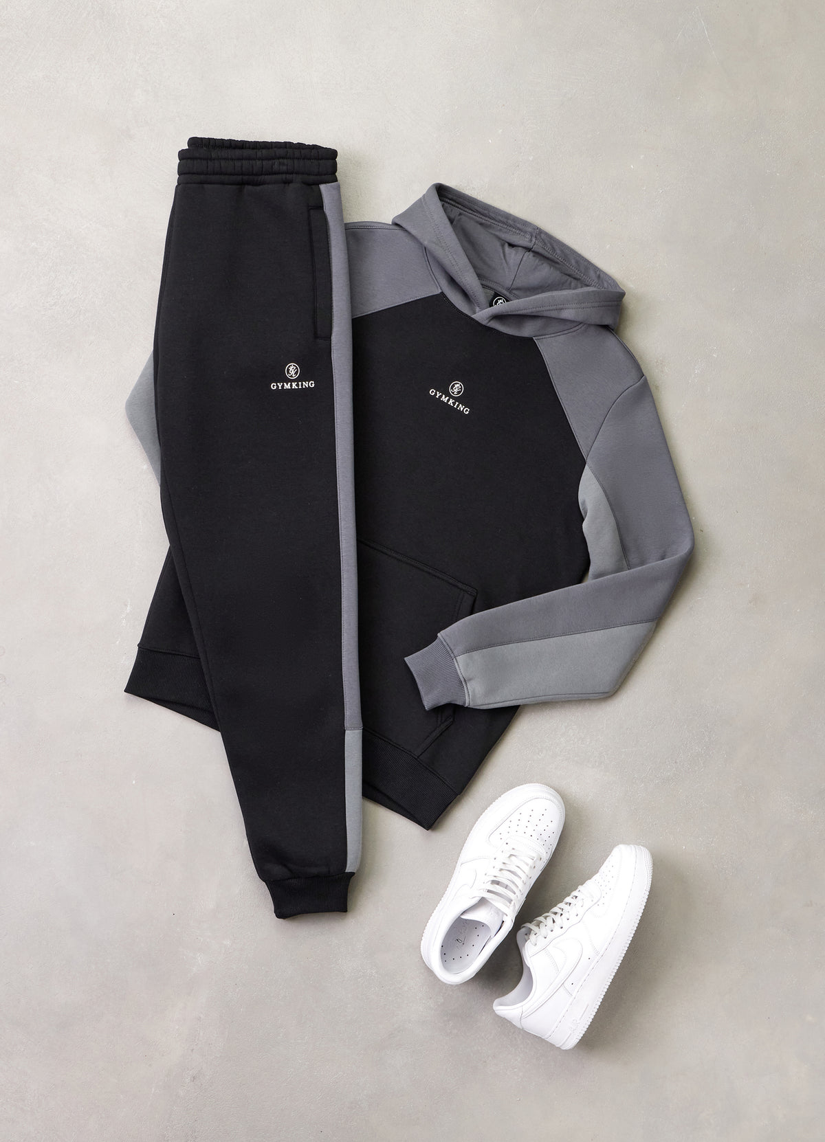 Gym King Power Colour Block Fleece Jogger - Black/Graphite/Gunmetal Grey
