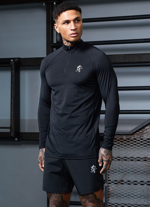 Gym King Energy-sweater met 1/4-ritssluiting en trechterhals - Zwart